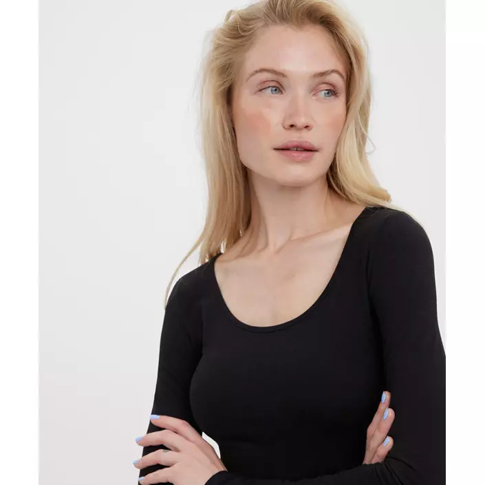 Vero Moda VMMAXI MY SOFT lang langærmet dame T-shirt, Black, large image number 4