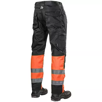 L.Brador work trousers 127PB, Black/Hi-vis Orange