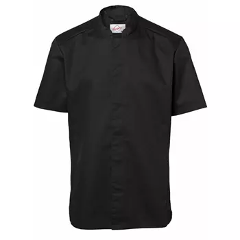 Segers modern fit chefs shirt with short sleeves and snapbuttons, Black
