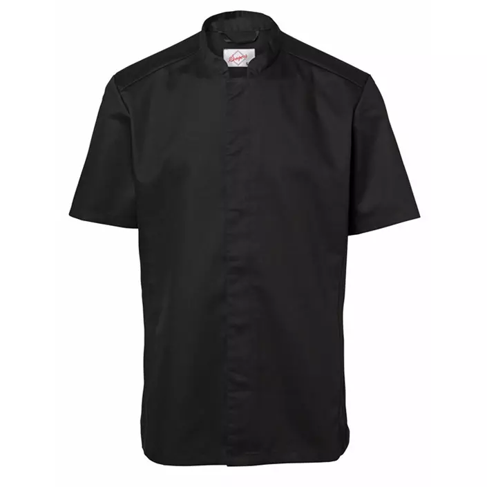 Segers modern fit chefs shirt with short sleeves and snapbuttons, Black, large image number 0