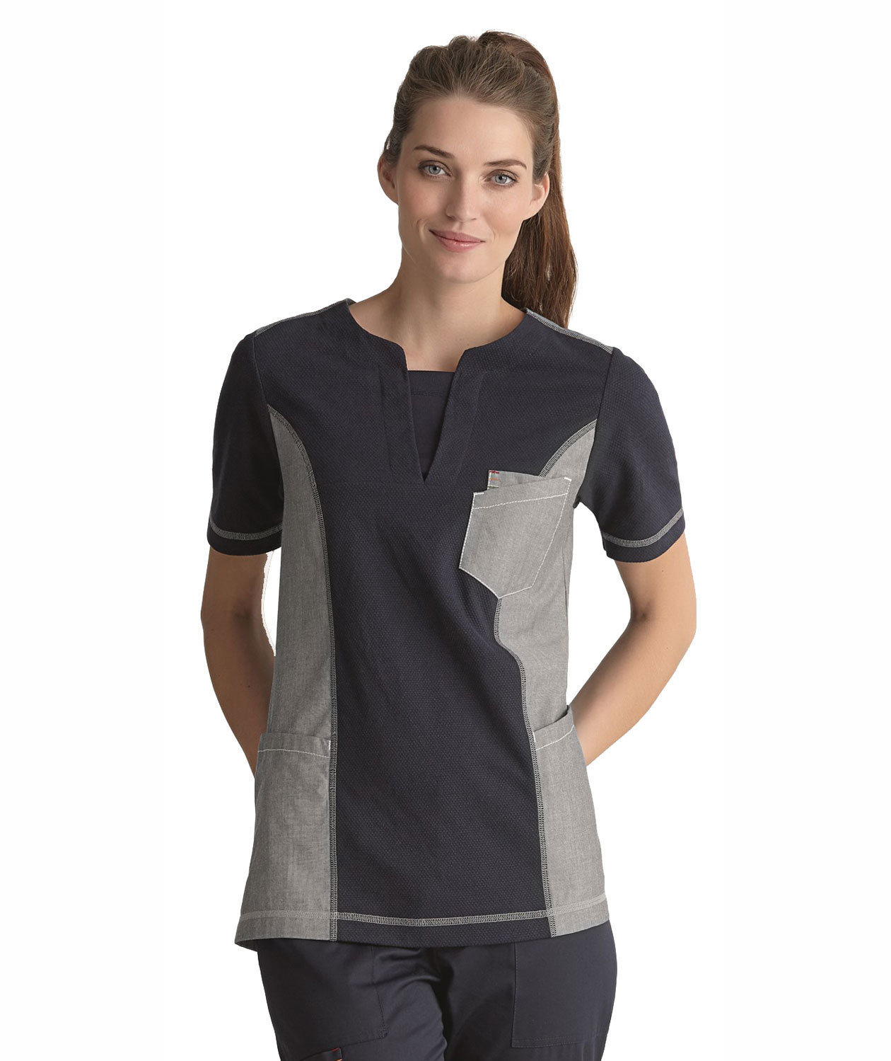 Kentaur women's smock, Navy/Grey
