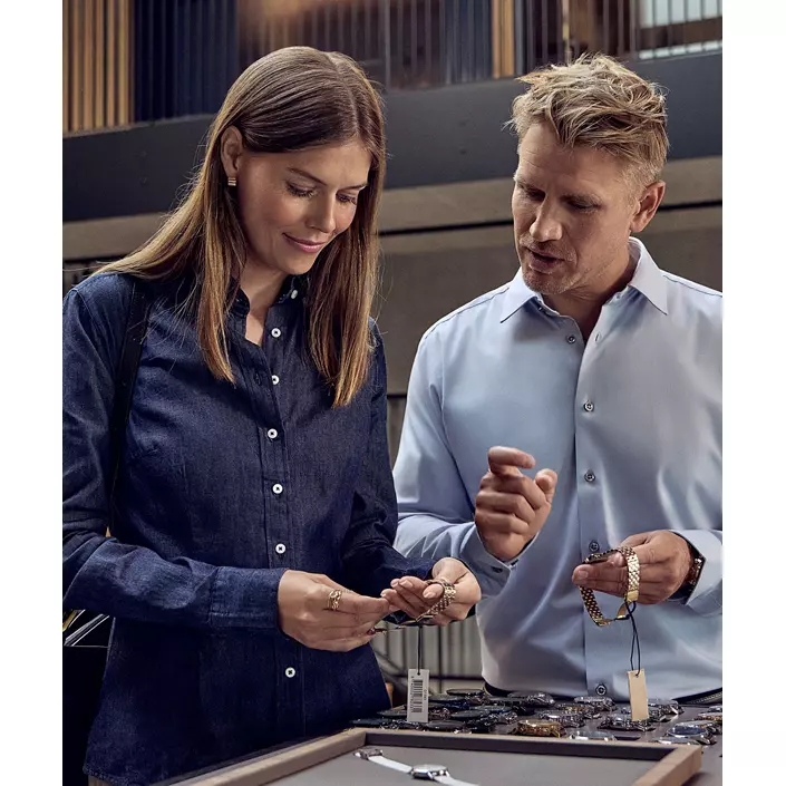 Seven Seas modern fit skjorta dam denim, Indigoblå, large image number 1