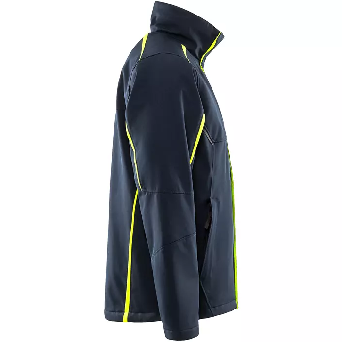 Fristads softshell vinterjacka 4931 GSW full stretch, Mörk Marinblå/Hi-Vis Gul, large image number 4