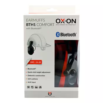 OX-ON BTH1 Comfort hörselskydd till montering på hjälm, Svart/Röd