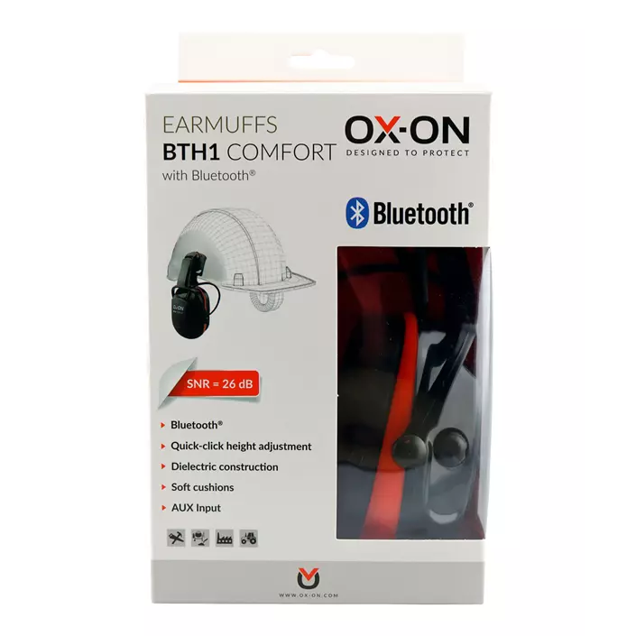 OX-ON BTH1 Comfort hörselskydd till montering på hjälm, Svart/Röd, Svart/Röd, large image number 1