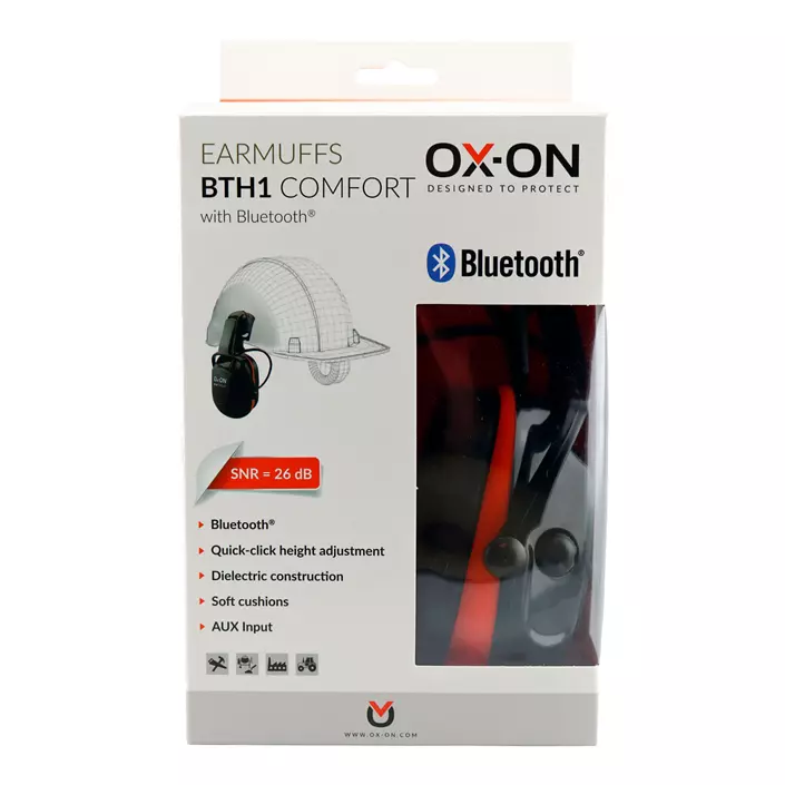 OX-ON BTH1 Comfort høreværn til hjelmmontering, Sort/Rød, Sort/Rød, large image number 1