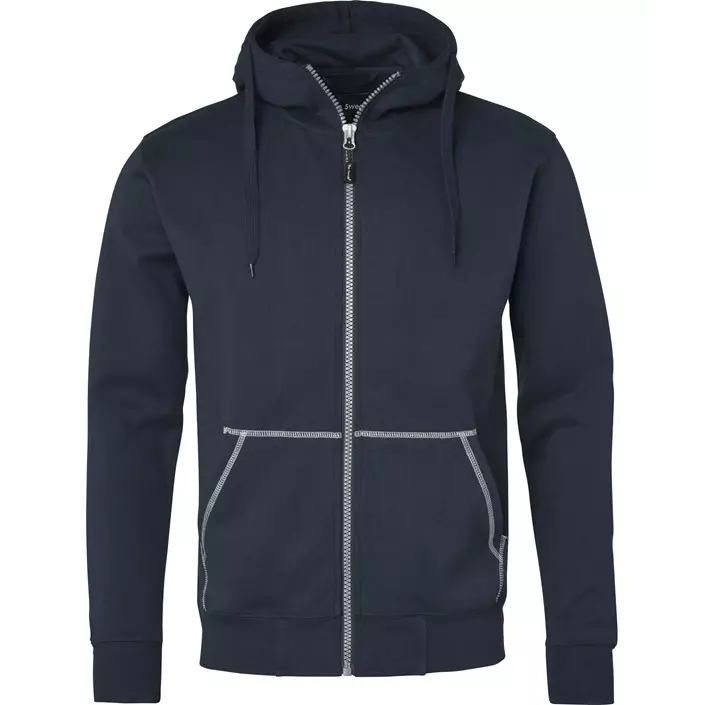 Top Swede hoodie med dragkedja 0302, Navy, large image number 0