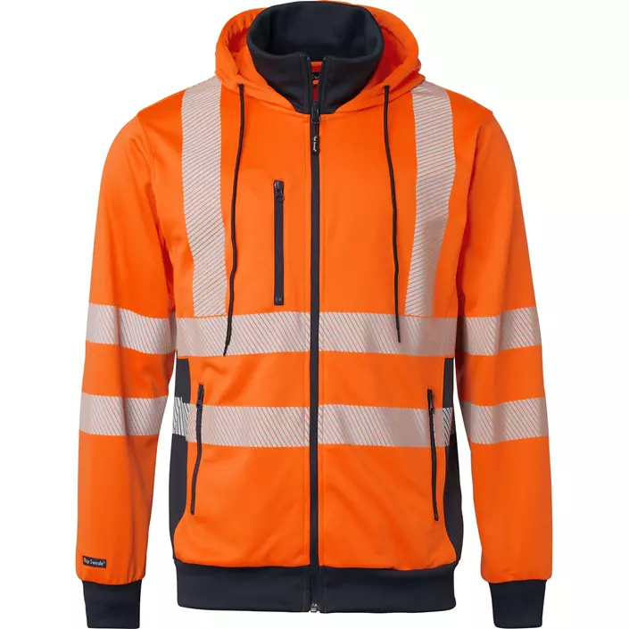 Top Swede hoodie with zipper 1729, Hi-Vis Orange/Navy, large image number 0