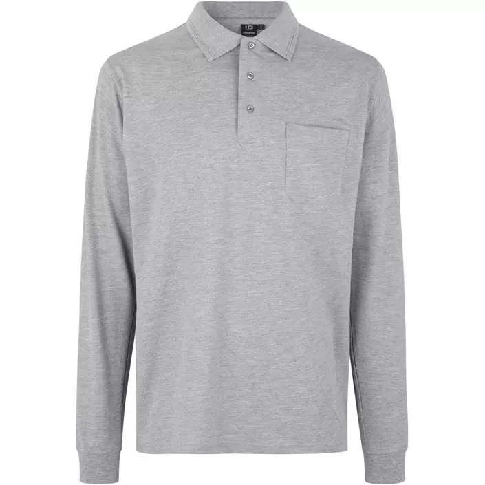 ID PRO Wear Polo shirt with long sleeves, Grey Melange, large image number 0