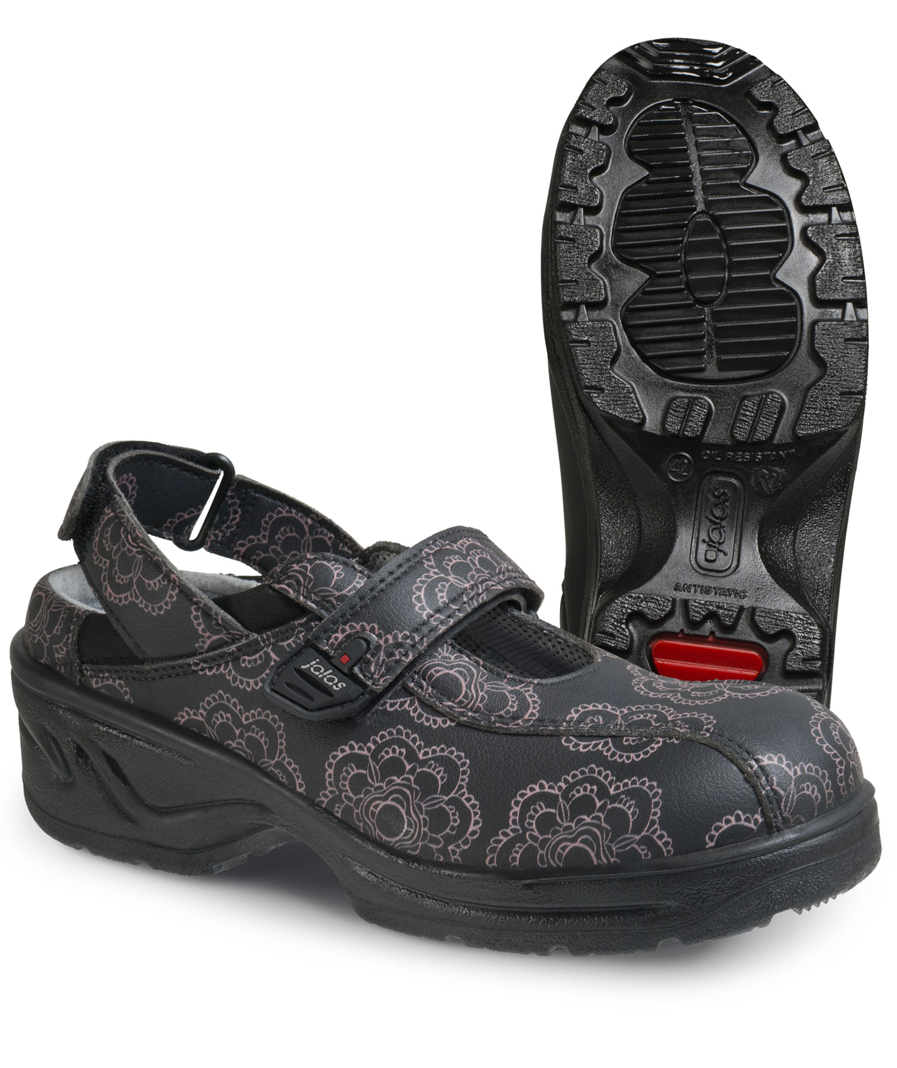 Jalas 2972 Suvi clogs med h&auml;lrem dam, Svart/Gr&aring;