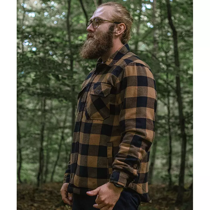 Westborn foret flannel skjortejakke, Camel/Black, large image number 7
