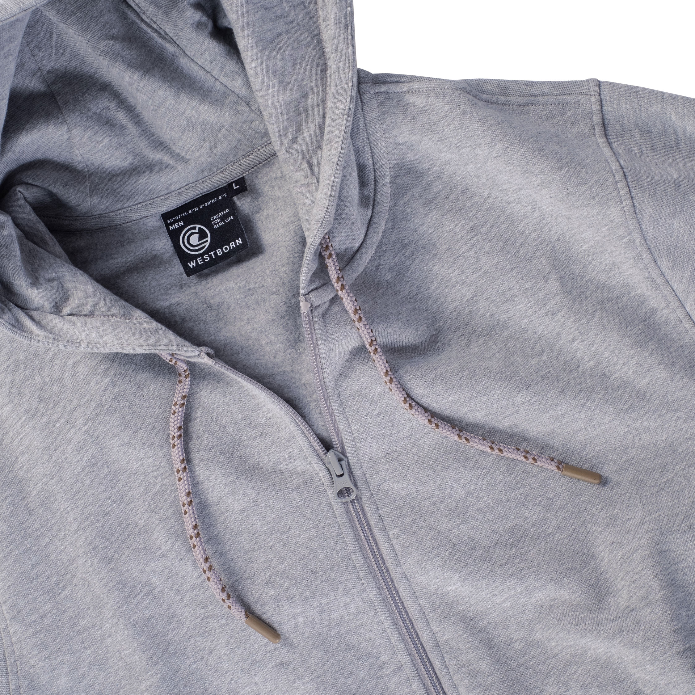 Westborn hoodie with zipper, Light Grey Melange, large image number 4