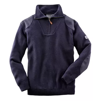 Terrax strikket genser med kort glidelås, Mørkeblå