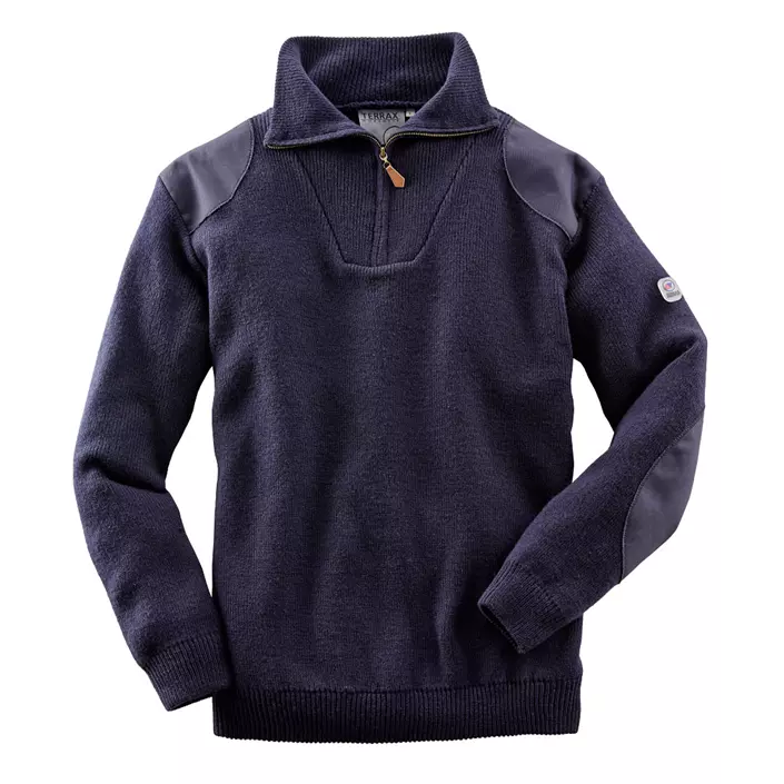 Terrax ½-zip stickad tröja, Mörkblå, large image number 0