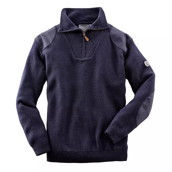 Terrax strikket genser med kort glidelås, Mørkeblå, large image number 0