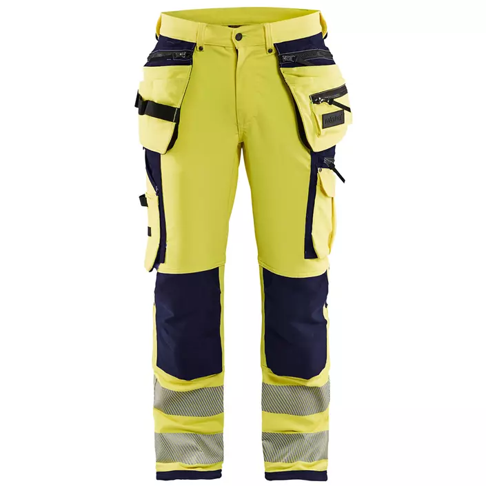 Blåkläder craftsman trousers full stretch, Hi-vis yellow/Marine blue, large image number 0