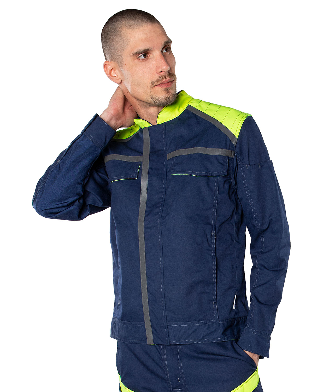Fristads work jacket 4555, Marine/Hi-Vis yellow, large image number 2