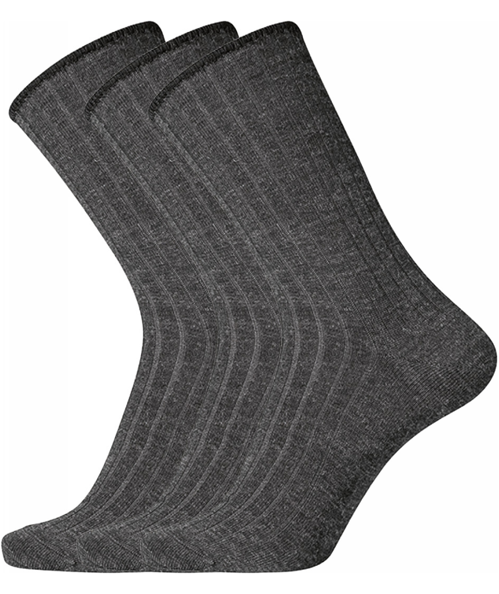 Dovre 3-pack rib wool socks, Dark Grey Melange, Dark Grey Melange, swatch