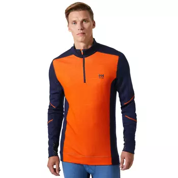 Helly Hansen Lifa half zip long-sleeved undershirt with merino wool, Navy/dark orange