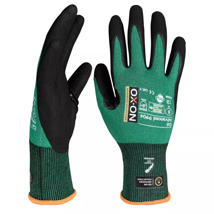 OX-ON Cut Advanced 9904 cut protection gloves Cut B, Green/Black, large image number 2