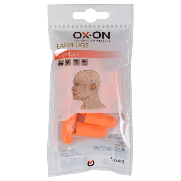 OX-ON Comfort 5-pack earplugs, Orange, Orange, large image number 1