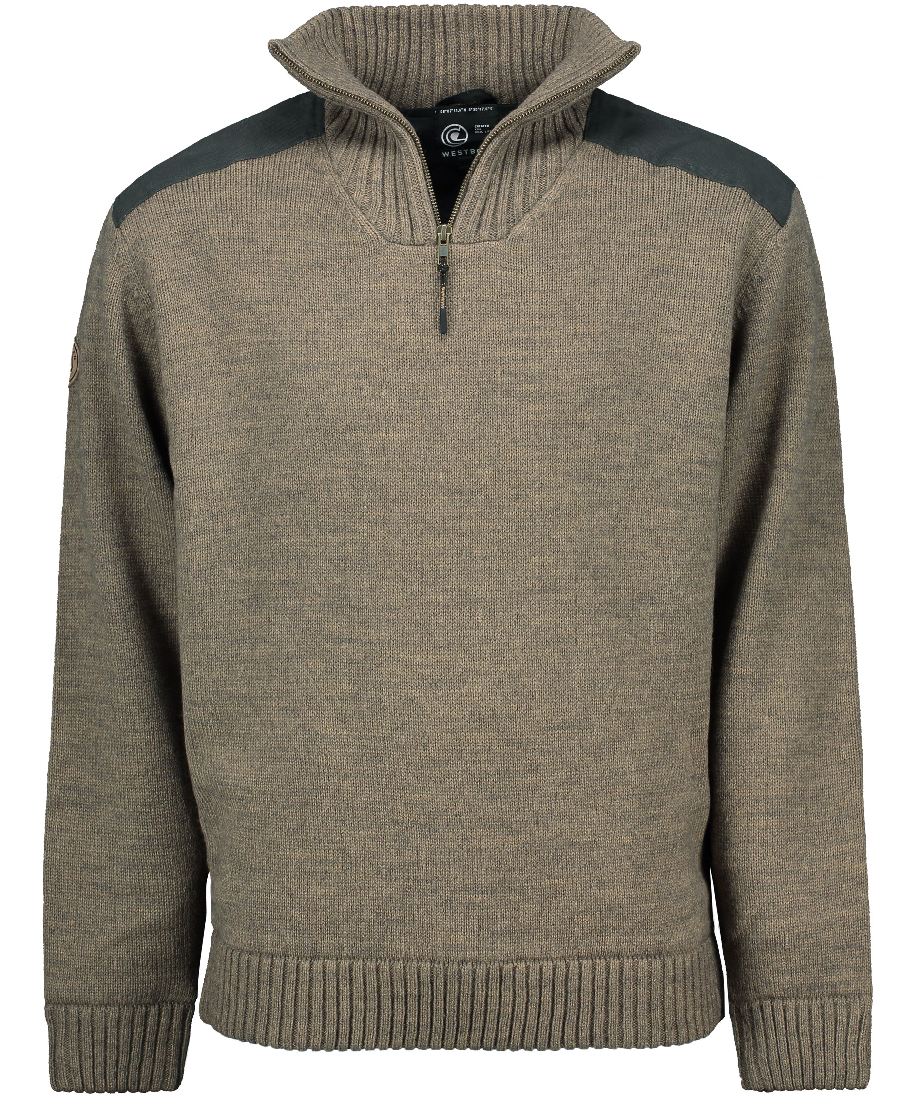 Westborn windbreaker stickad tr&ouml;ja, Brown Melange, Brown Melange, swatch