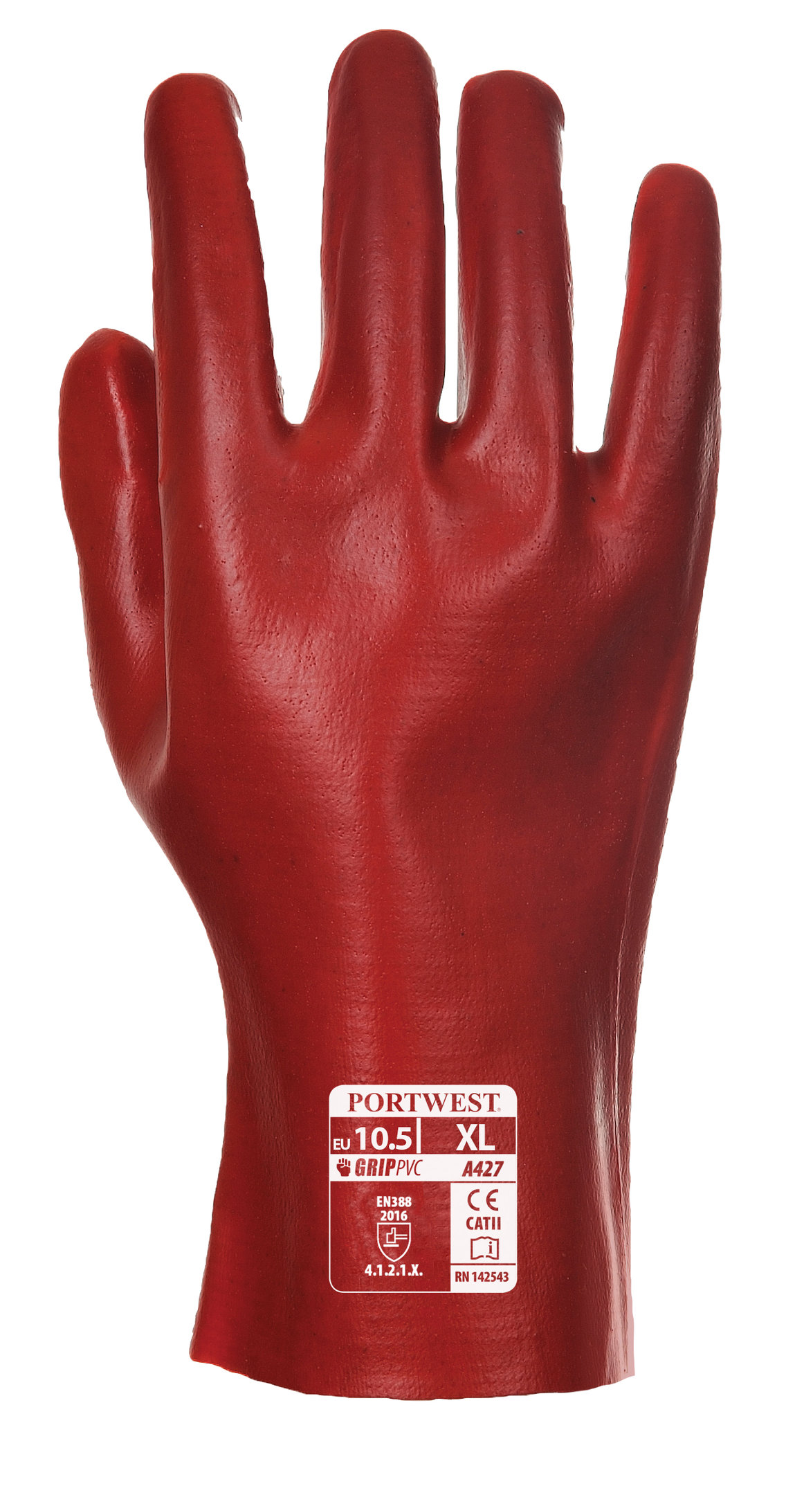 Portwest A427 PVC protection gloves, 27 cm, Red, Red, large image number 1