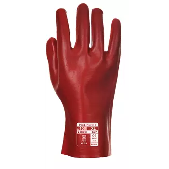 Portwest PVC protection gloves, 27 cm, Red
