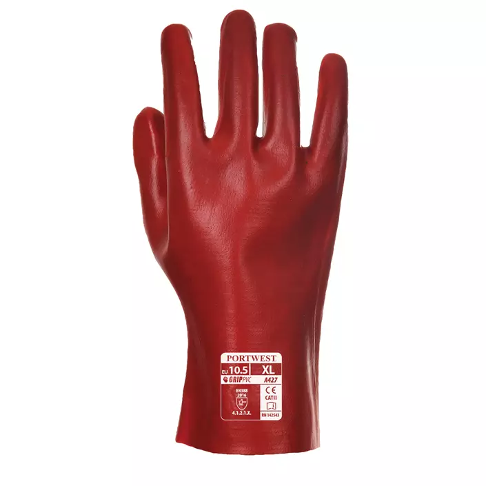 Portwest PVC protection gloves, 27 cm, Red, Red, large image number 1