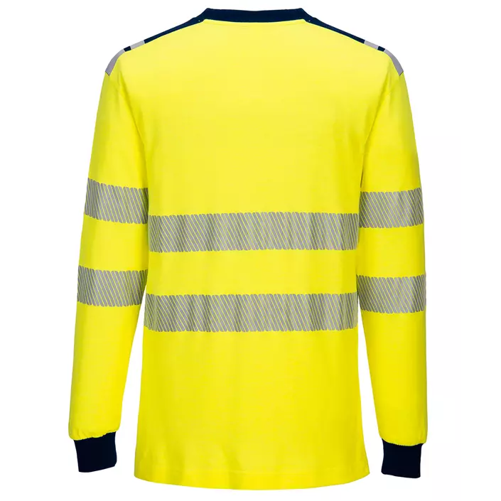 Portwest WX3 FR langermet T-skjorte, Hi-Vis gul/marineblå, large image number 1