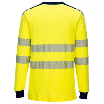 Portwest WX3 FR langermet T-skjorte, Hi-Vis gul/marineblå