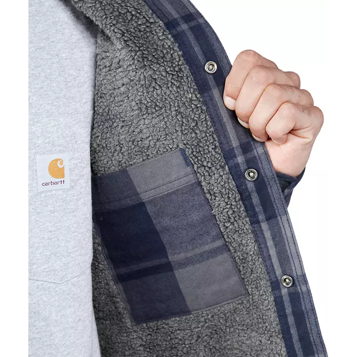 Carhartt fodrad flanellskjorta jacka, Navy, large image number 5