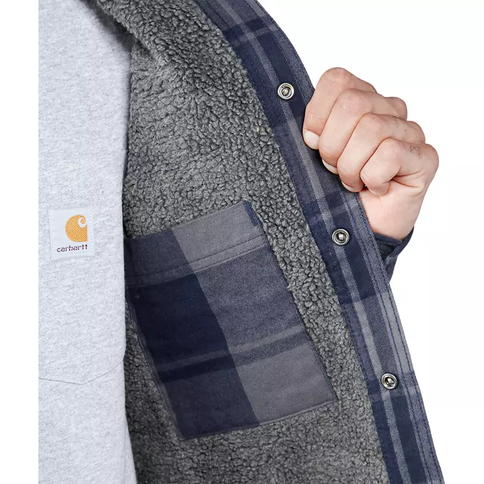 Carhartt foret flannel skjortejakke, Navy, large image number 5