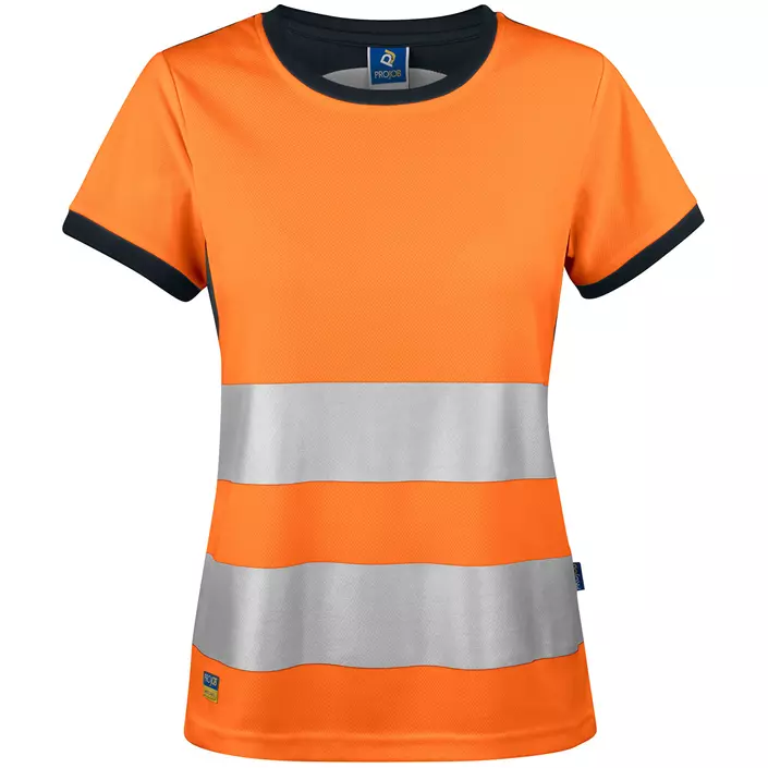 ProJob dame T-shirt 6012, Hi-Vis Orange/Sort, large image number 0