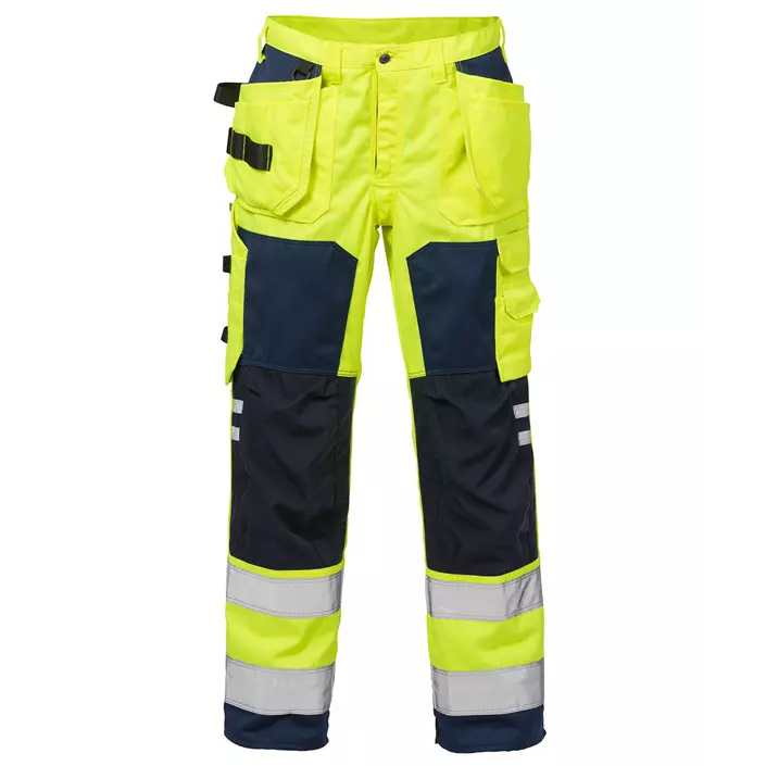 Fristads craftsman trousers 2025, Hi-vis yellow/Marine blue, large image number 0