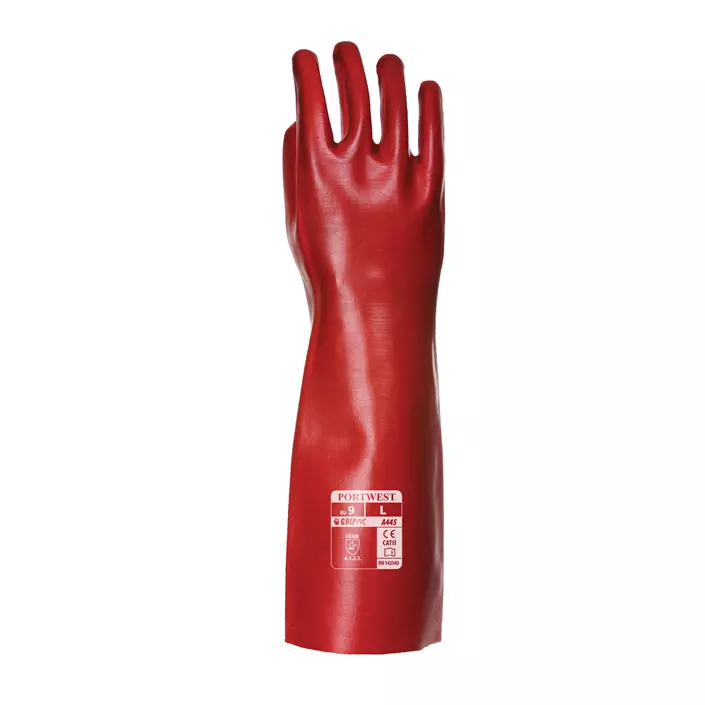 Portwest PVC protection gloves 45 cm, Red, Red, large image number 1