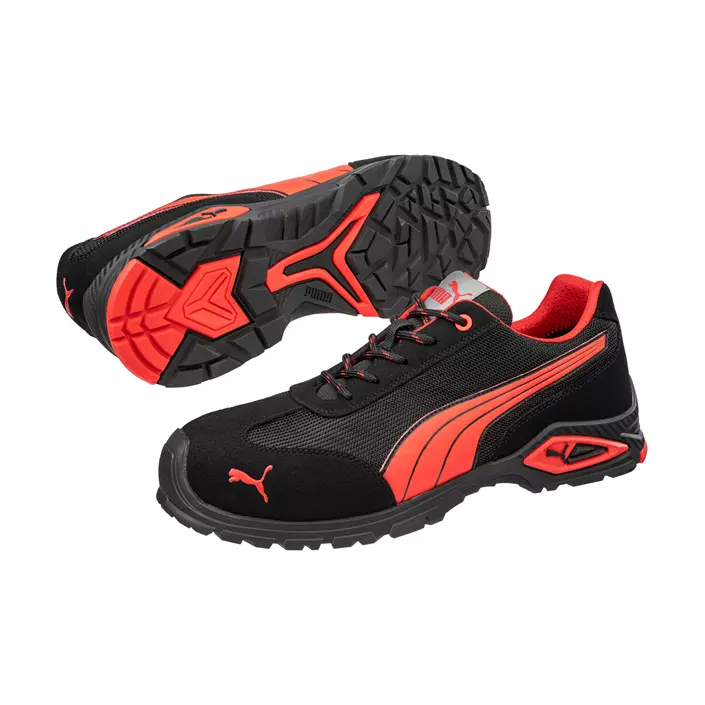Puma Madrid Low skyddsskor S1PL, Svart/Röd, large image number 5