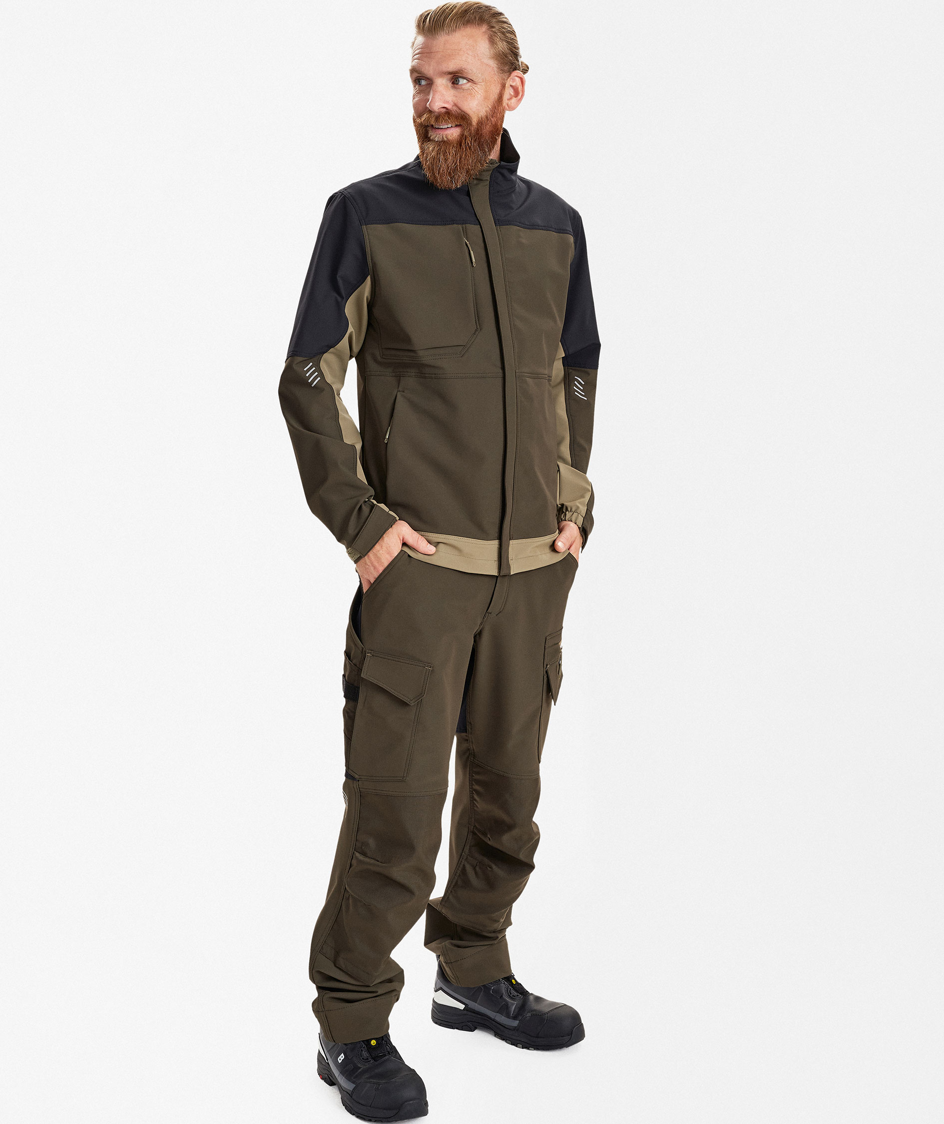 Engel Entire work jacket full stretch, Forest Green/Black, large image number 2