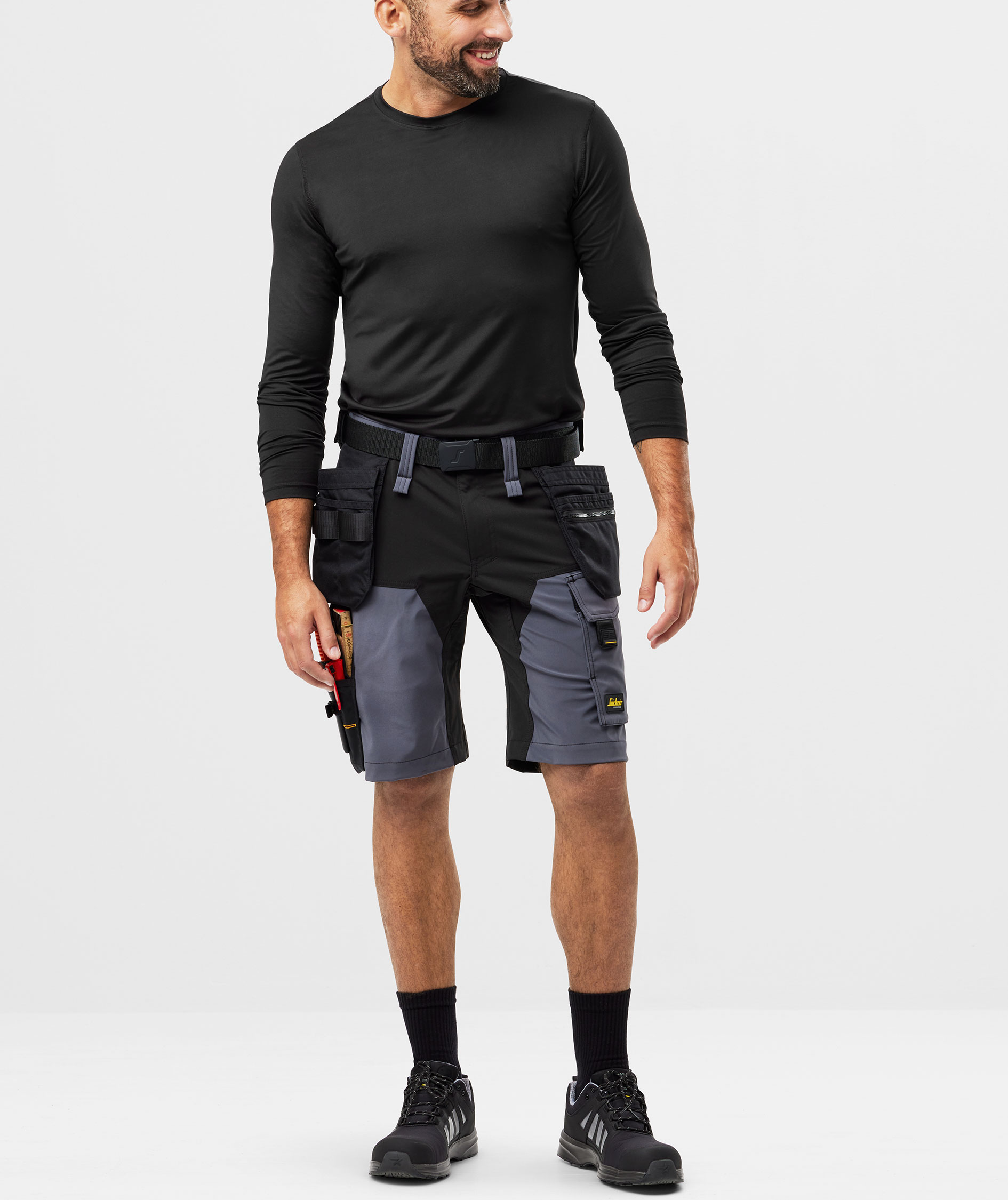 Snickers AllroundWork craftsman shorts 6175 full stretch, Steel Grey/Black