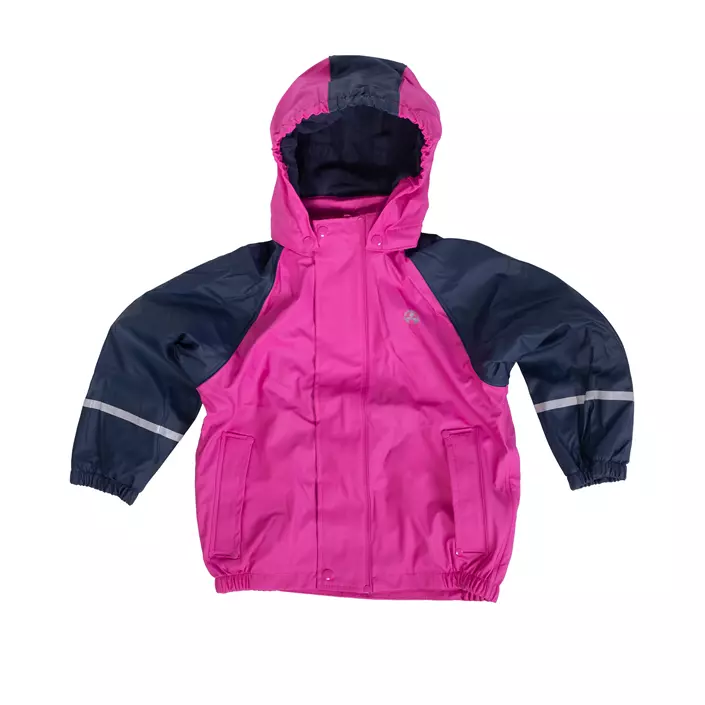 Elka regnsett med fleecefor for barn, Navy/Pink, large image number 2