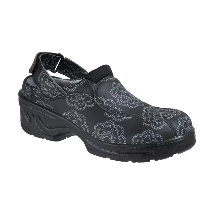 Jalas 2942 Sarita women's clogs with heel strap, Black/Grey, large image number 0
