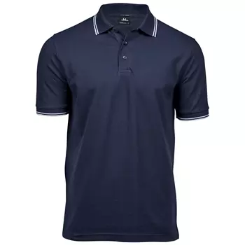 Tee Jays Luxury Stripe stretch polo T-skjorte, Navy/Hvit