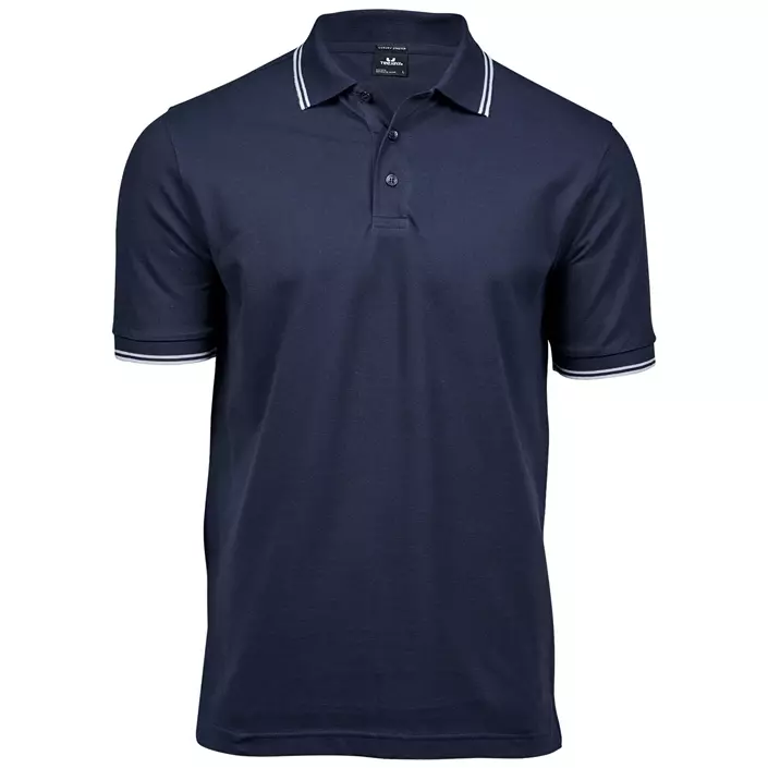 Tee Jays Luxury Stripe stretch polo T-skjorte, Navy/Hvit, large image number 0