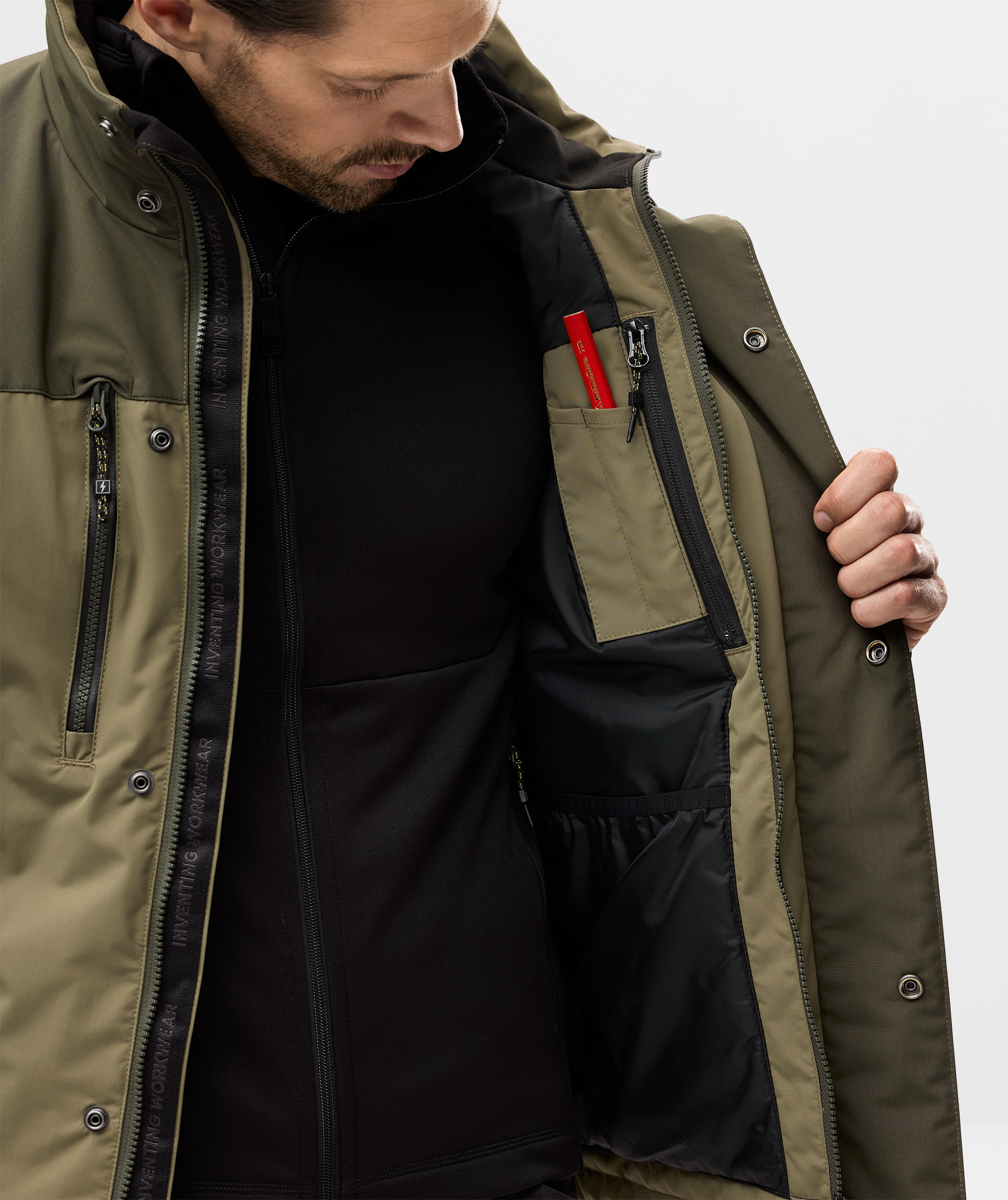 Snickers AllroundWork winter jacket 1106, Khaki Green/Dark Khaki Green, large image number 8