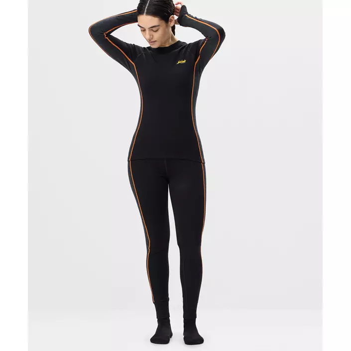 Snickers underställsbyxor med merinoull 9471 dam, Black/Anthracite Melange, large image number 1