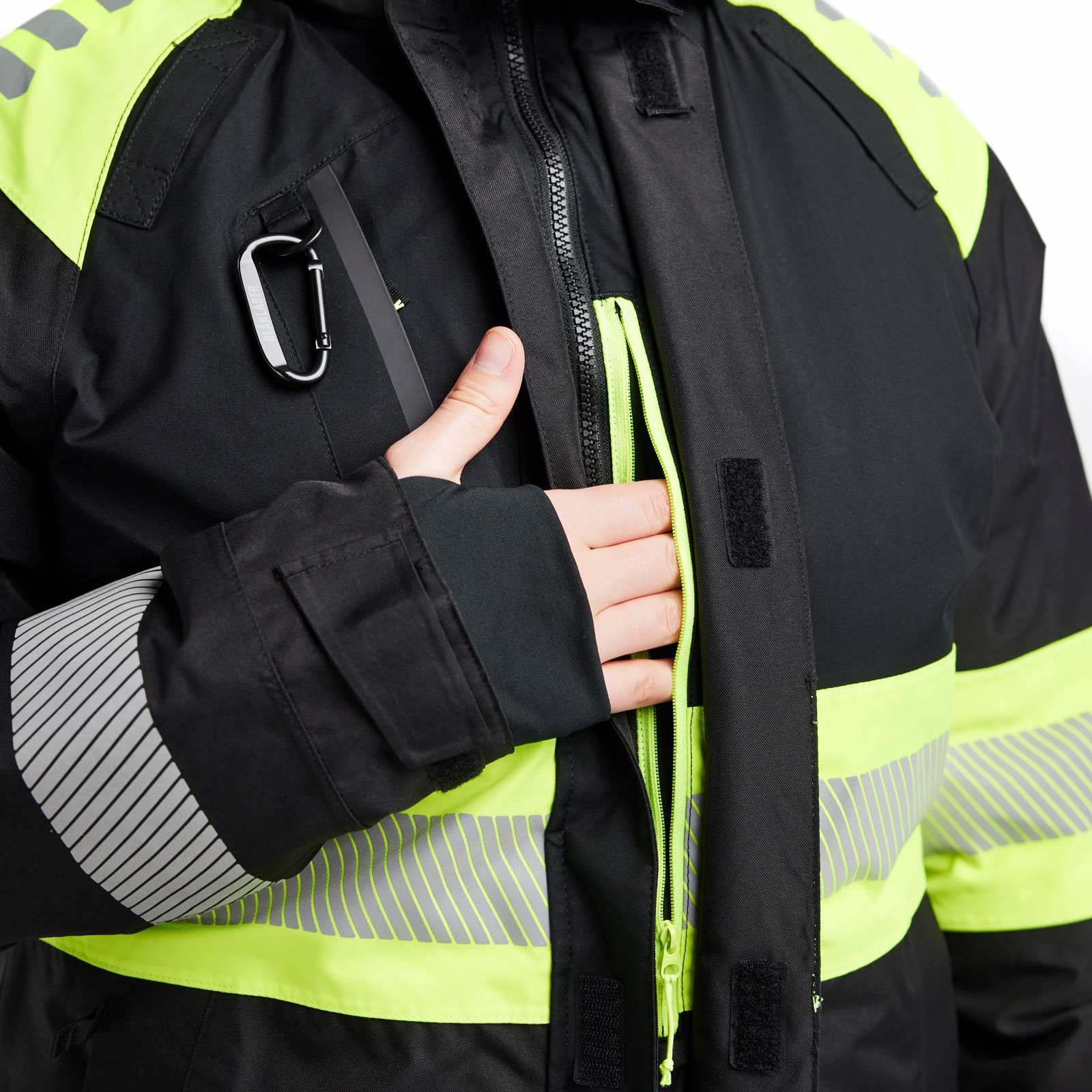 Bl&aring;kl&auml;der dame vinterjakke, Sort/Hi-Vis Gul, large image number 5