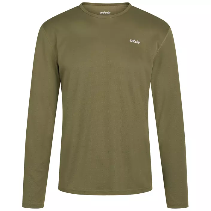 Zebdia långärmad T-shirt, Militärgrön, large image number 0
