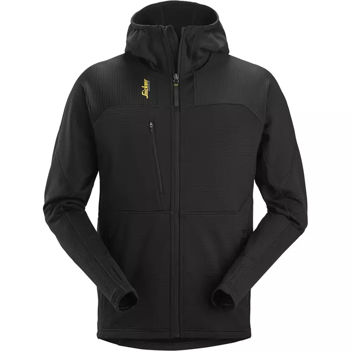 Snickers Body Mapping fleece hættetrøje med lynlås 9420, Black/Black, large image number 0