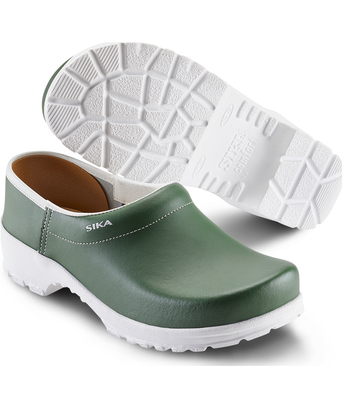 2nd quality product Sika comfort clogs with heel cover OB, Green/Black