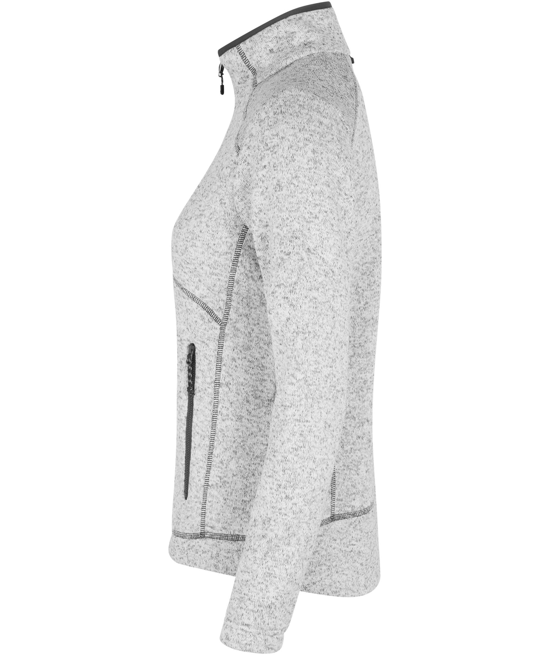 ID Zip'n'mix Melange dame strikfleece cardigan, Gr&aring;&nbsp;Melange, large image number 2